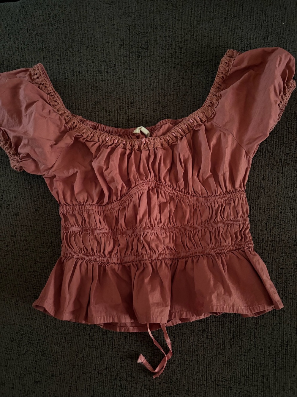 Marshall Smocked Peplum Blouse - Rosewood